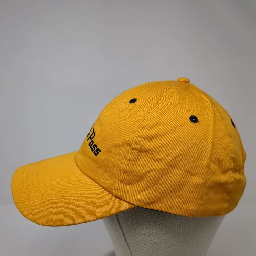 White Pass Strapback Hat Yellow One Size Adjustable Embroidered 6 Panel Cotton